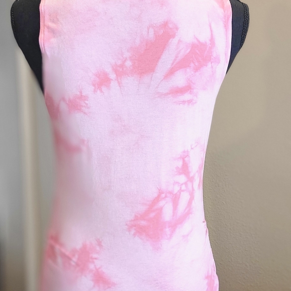 PINK Victoria's Secret Pink Tie-Dye Tee Shirt Dress with Gold Script Logo - Picture 3 of 6